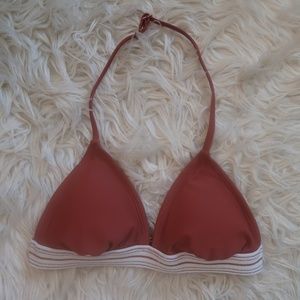 Copper Rainbow Striped Bikini Top